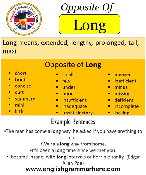 Opposite Of Long Antonyms Of Long Meaning And Example Sentences