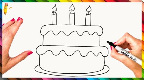 How To Draw A Birthday Cake Easy Step By Step Cake Drawing Youtube
