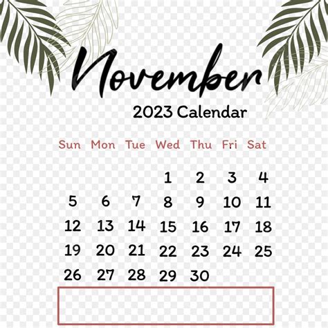 Calendário Novembro 2023 Png Novembro Novembro De 2023 2023 Imagem