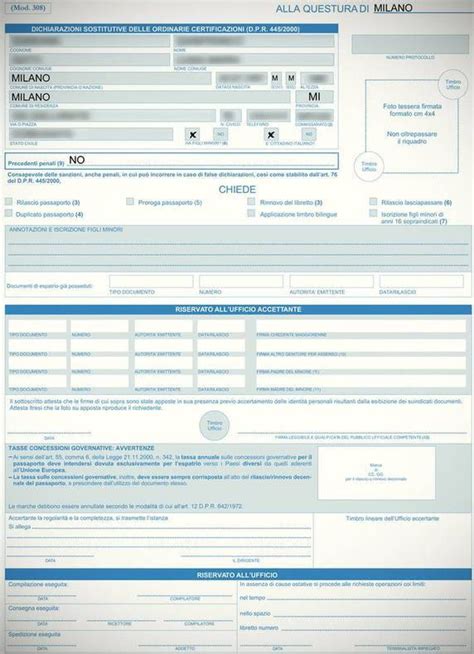 Esempio Modulo Passaporto Compilato - Modulo