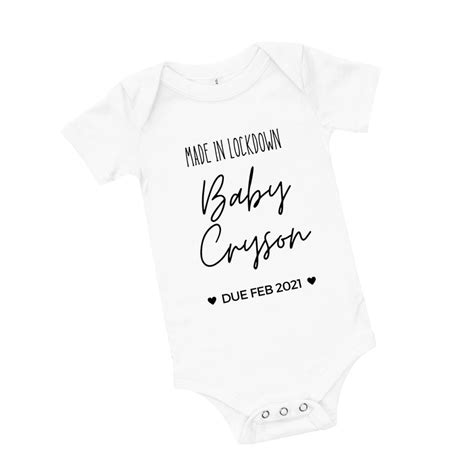 Personalised Baby Grow Made In Lockdown Baby Due 20202021 Etsy