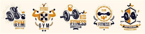 Premium Vector Gym Fitness Sport Emblems And Logos Vector Set