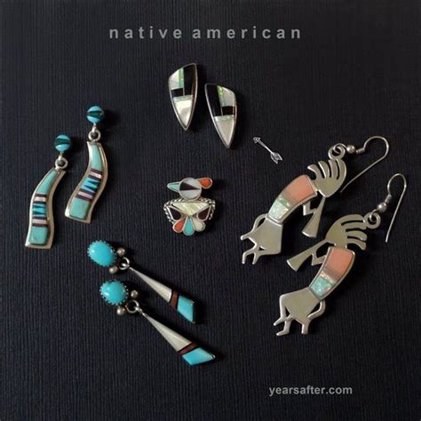 YearsAfter Sale Vintage NATIVE American Indian STUD Earrings STERLING