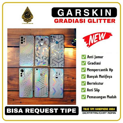 Jual Garskin Skin Back Protector Transparan Gliter Anti Jamur Gradiasi Glitter Bisa Request