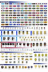 Military Facts Chart Poster Ribbons Insignia Badges Rare