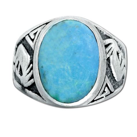 Nwr 510 Sterling Silver Western Mens Ring With Genuine Turquoise