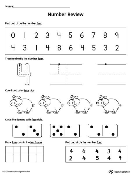 Number Four Worksheet Free Preschool Printable Numbers Preschool