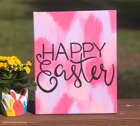 Happy Easter Canvas Painting Etsy Uk