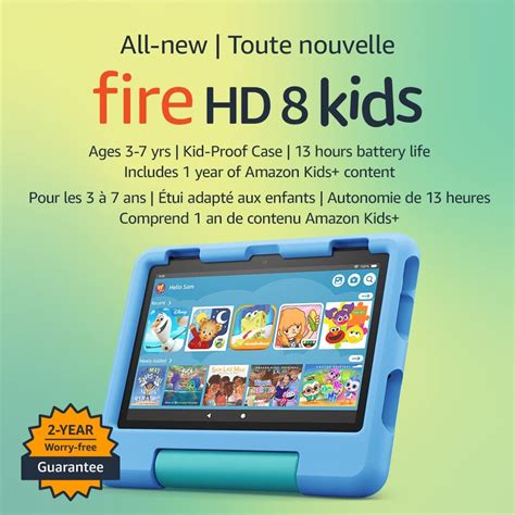 All New Fire Hd 8 Kids Tablet 8 Hd Display Ages 3 7 Includes 2 Year