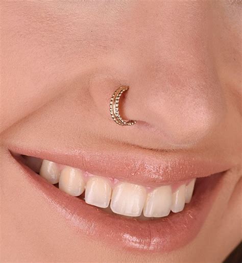 Nose Ring 14k Solid Gold Nose Hoop Nose Cuff Tribal Gold Etsy In 2021