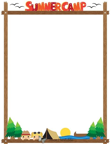 Printable Summer Camp Page Border Holiday Homework Scrapbook Frames