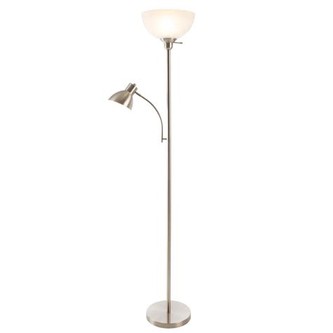 The most common floor lamp torchiere material is metal. Lavish Home 77 in. Satin Nickel Metal Torchiere Floor Lamp with Marbleized White Glass Shade ...