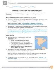 .(answer key) download student exploration: Pangea gizmo.docx - Building Pangaea Gizmo Prior Knowledge Questions(Do these BEFORE using the ...