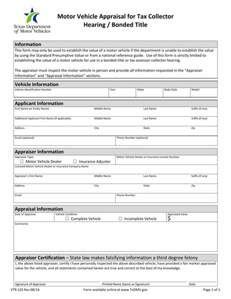 Form Vtr 125 Fill Out Sign Online And Download Fillable Pdf Texas
