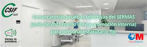 Csif Convocatoria Pruebas Selectivas Sermas Junio Para Personal