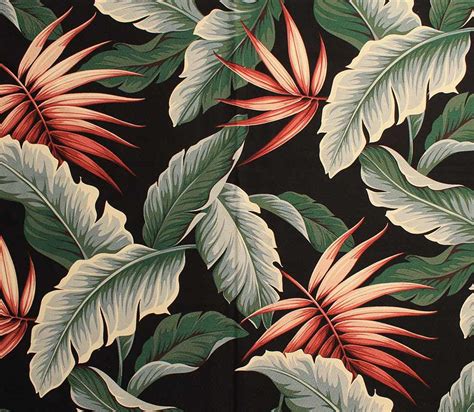 11 Tropical Leaf Print Barkcloth Fabrics In 31 Colorways Tropical