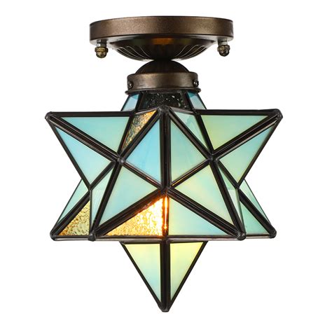 Modern Moravian Star Frosted Glass Ceiling Light Semi Flush Mount Lamp