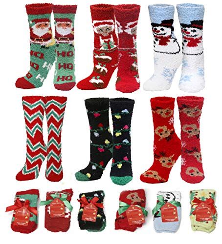 Gilbins Womens Soft Fuzzy Sock Holiday Christmas Slipper Socks
