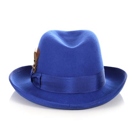 Ferrecci Premium Classic Royal Blue Wool Godfather Hat Fhyinc