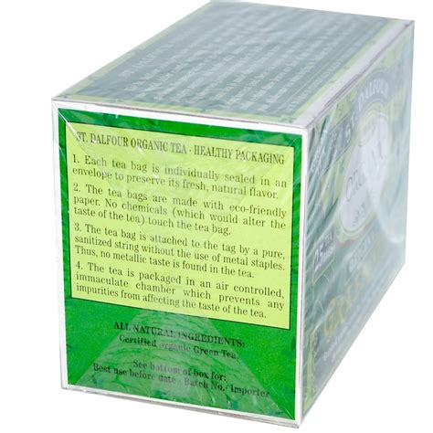 St Dalfour Organic Original Green Tea 25 Tea Bags 175 Oz 50 G
