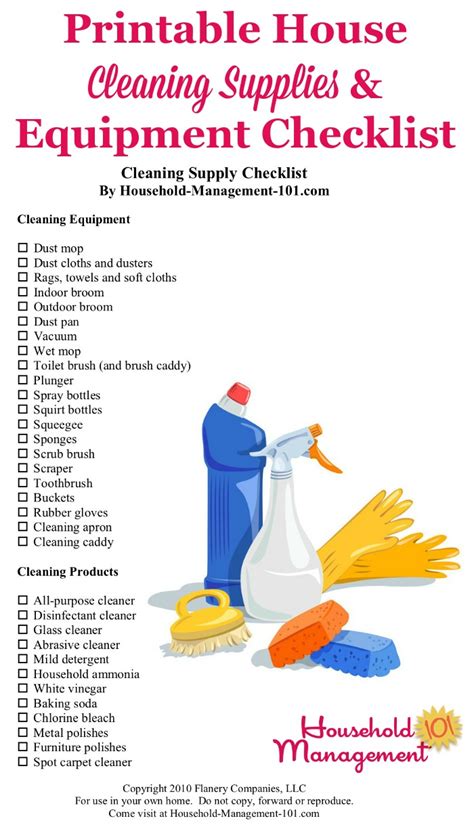 House Cleaning Supplies And Equipment Checklist What You