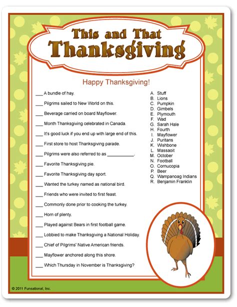 thanksgiving trivia questions and answers printables