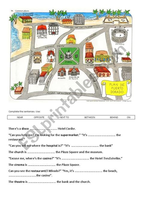 Prepositions Of Place The Map Of The City Prepositions Esl Lesson Plans Map