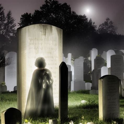 In The Darkness Of The Cemetery A Figure Appears On A Headstone Ai