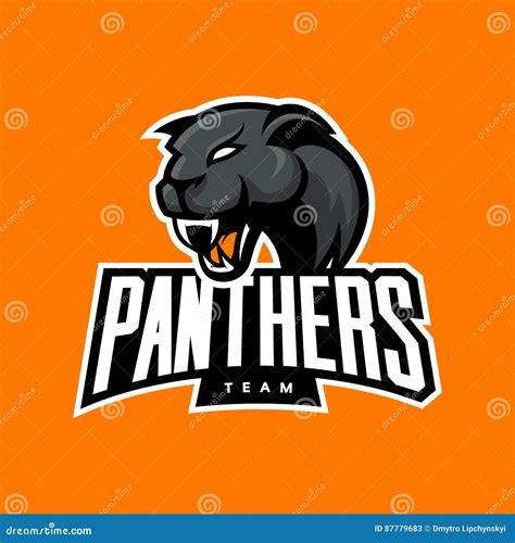 Furious Panther Sport Vector Logo Concept On Orange Background Stock