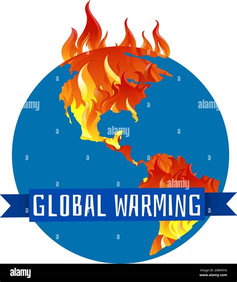Cartel De Calentamiento Global Con La Tierra Al Fuego Imagen Vector De
