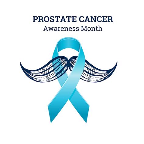 Premium Vector Prostate Cancer Awareness Ribbon With Moustaches Men