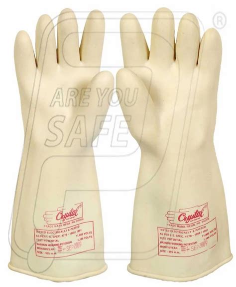 Crystal Plain Kv Rubber Hand Gloves For Electrical Protection Model Name Number Class At
