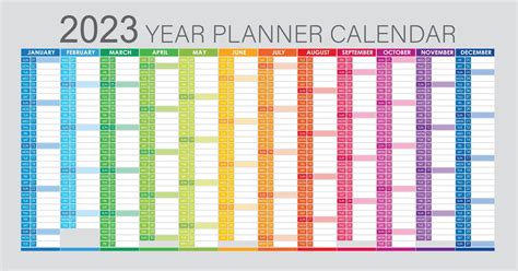 2023 Year Planner Wall Planner Calendar Colorful Full Editable