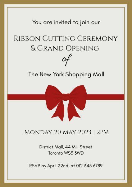Simple Paper Ribbon Cutting Invitation Template And Ideas For Design