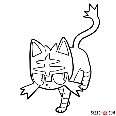 How to draw Litten | Pokemon - Sketchok easy drawing guides