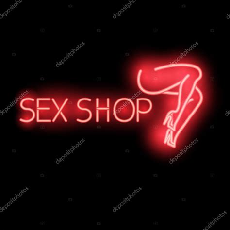 Neon Sign Sex Shop A Bright Red Billboard Stock Vector Image By
