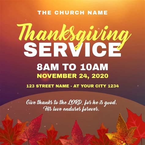 Thanksgiving Sunday Service Church Template Postermywall