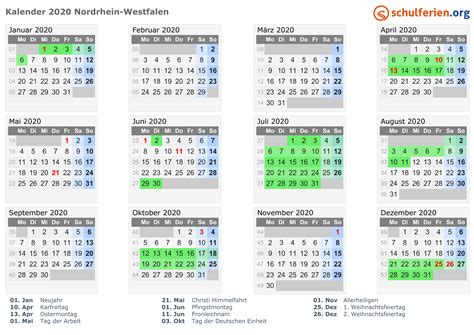 Wenn sie ihren nächsten urlaub planen finden sie hier immer den aktuellen ferienkalender. Kalender 2020/2021/2022 Nordrhein-Westfalen