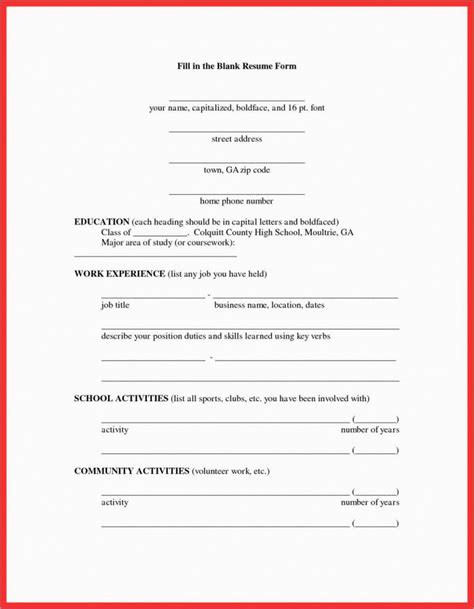 12 Clean Resume To Fill Out And Print Resume Form Resume Free