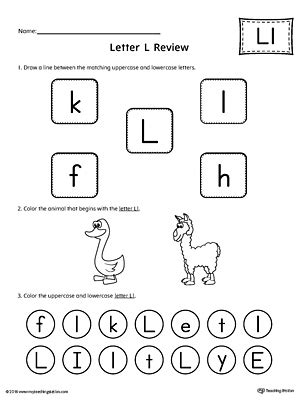 You can do the exercises online or download the worksheet as pdf. All About Letter L Printable Worksheet | MyTeachingStation.com