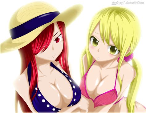 Erza And Lucy Fairy In Bikini By Dark Sq7 On Deviantart