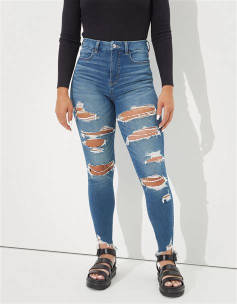 ae dream ripped curvy super high waisted jegging cute ripped jeans curvy jeans jeans outfit