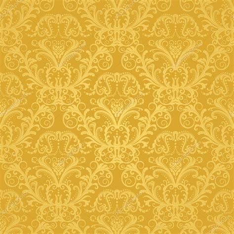 Luxury Seamless Golden Yellow Floral Elements Wallpaper Pattern