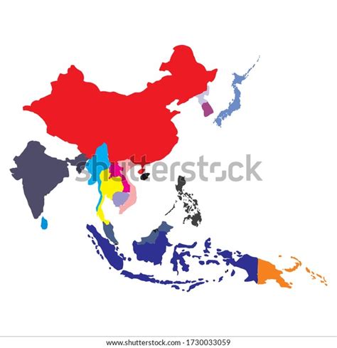 This Simple Vector Asia Map Stock Vector Royalty Free 1730033059