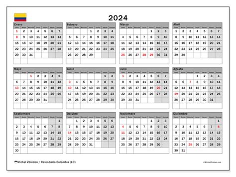 Calendario 2024 Para Imprimir “colombia Ld” Michel Zbinden Co