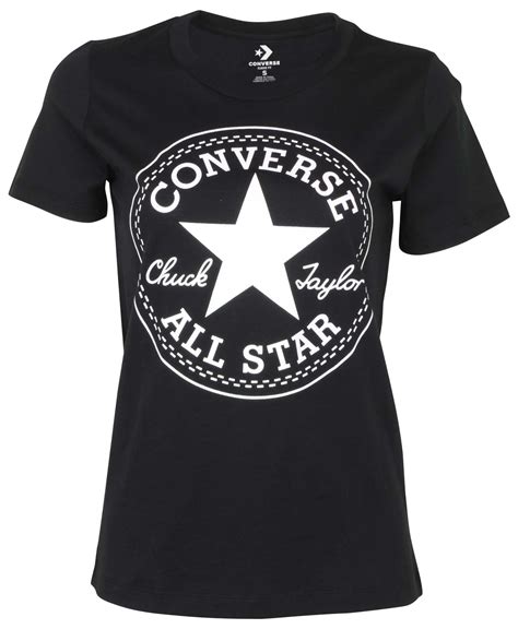 Converse Womens Glitter Chuck Taylor Core Patch T Shirt Black Large