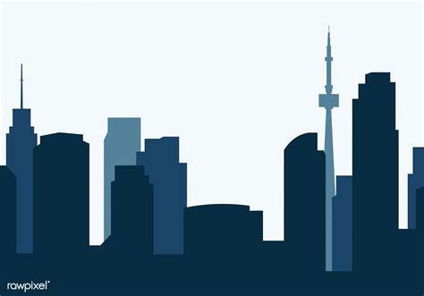 Blue Silhouette Cityscape Background Vector Free Image By Rawpixel