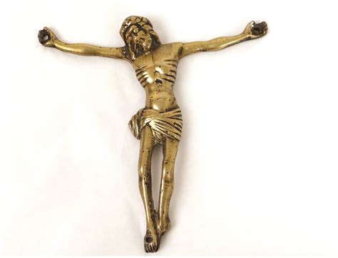 Christ Crucifix Bronze Doré Croix Xvième Siècle
