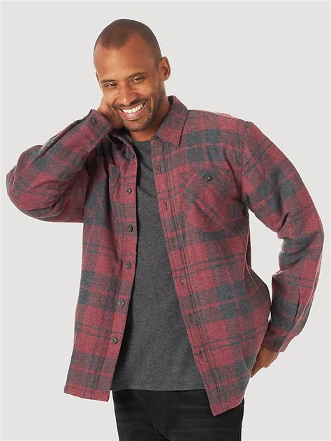 Mens Wrangler® Authentics Sherpa Lined Flannel Shirt