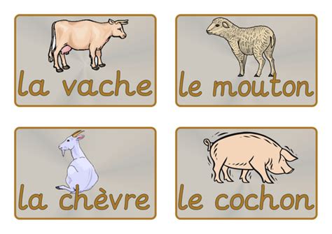 French Animal Vocabulary Cards Teaching Resources